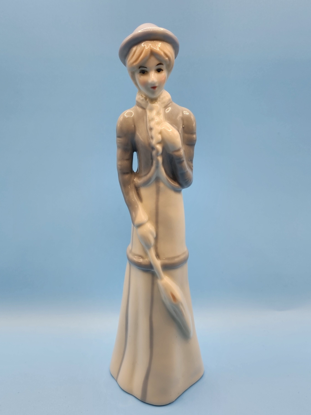 This vintage porcelain figurine/ Edwardian or Victorian lady/ Produced 70's-90's